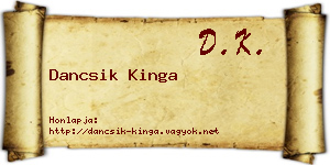 Dancsik Kinga névjegykártya